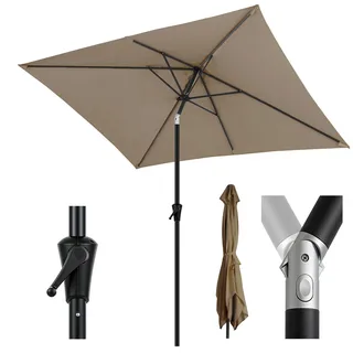 Sekey Aluminum Sonnenschirm mit Kurbel und Knicker, 200 × 300 cm Sonnenschirm Rechteckig für Balkon Garten & Terrasse Sonnenschutz UV 50+