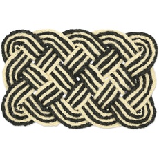 Bild von Fußmatte Kokos, Knoten Muster, 75 x 45 cm, handgefertigt, beidseitig verwendbar, Türvorleger, schwarz-weiß