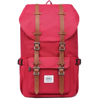 KAUKKO Rucksack Damen Herren Daypack mit Laptopfach für 15 Zoll Notebook für Schule, Uni, Reisen, Wandern, 22L, Rot