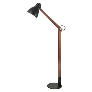 Sveva Stehleuchte aus Metall und Walnussholz, höhenverstellbar bis 180 cm, E27-Fassung, modernes und elegantes Design für die Innenbeleuchtung - Schwarz