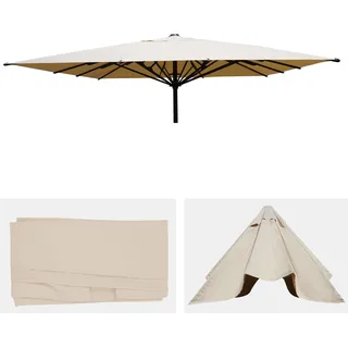 Ersatz-Bezug für Gastronomie Sonnenschirm HWC-D20, Sonnenschirmbezug Ersatzbezug, 5x5m (Ø7,2m) Polyester creme - Weiß