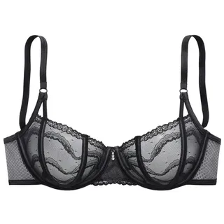 LASCANA LASCANA, Bügel-BH aus hauchzarter Spitze, transparente Unterwäsche, Reizwäsche, schwarz,