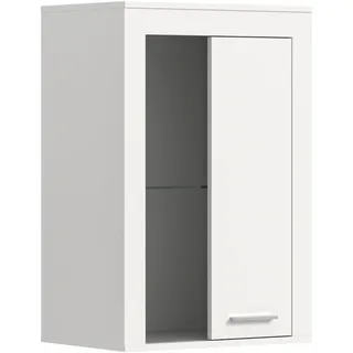 xonox.home Wohnzimmer Jam Vitrine Glasvitrine Dekoschrank Glas-Kommode Stauraumschrank Hängevitrine Standvitrine in weiß Melamin, ca.60x86x35 cm