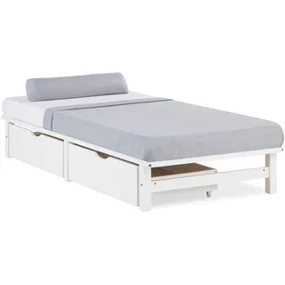 Homestyle4u Holzbett Weiß - 90 X 28 cm X 200 cm