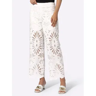 Webhose HEINE, Damen, Gr. 44, Normalgrößen, weiß (ecru), 100% Baumwolle, unifarben, Hosen Webhose