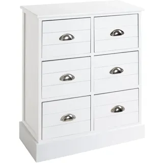 HAKU Möbel Kommode weiß, Massivholz, MDF - Maße: B 60 cm x H 75 cm x T 30 cm, Style: Coastal Furniture