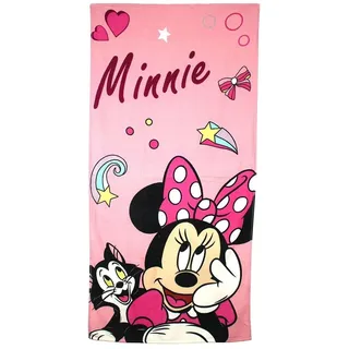 Disney Minnie-Handtuch, weicher und saugfähiger Stoff, Minnie-Maus-Design, perfekt für den Strand oder Pool, Rosa, Einheitsgröße