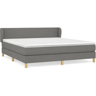 vidaXL Boxspringbett mit Matratze Dunkelgrau 180x200 cm Stoff - Grau