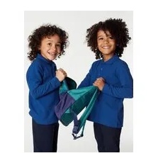 Unisex,Boys,Girls M&S Collection Unisex Long Sleeve Polo Shirt (2-16 Yrs) - Royal Blue, Royal Blue - 6-7 Y