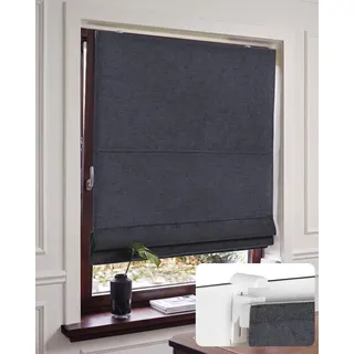 Victoria M. Raffrollo ohne Bohren Faltrollo Klemmfix, 50 x 130cm Anthrazit | Verdunkelung Fensterjalousien Klemmhalter Raffgardine Aluminium-Schienen, Sichtschutz und Sonnenschutz für Fenster & Türen