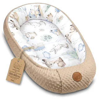 Totsy Baby Nestchen Baby - Babynestchen Neugeborene Minky Babynest für Kinderbett Vielseitiges tragbar Nest kuschelnest zubehör für babybett warm Winter coccon Igel Khaki