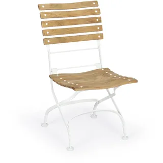 Weishäupl Classic Stapelstuhl Teak Latten geschwungen/Band-und Rundstahl verzinkt