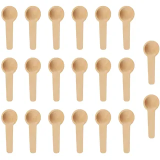 OUPADOS 20 Stück Kleine Runde Küchenlöffel aus Holz, Kleine Holzlöffel mit Kurzem Griff, Mini Holzlöffel für Gewürze, Honig, Kaffee, Salz, Marmeladengläser, Zucker, Kinder(6.8 x 2.4 x 1cm)