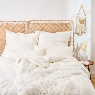 Blumtal Musselin Bettwäsche 135x200 cm im 4er Set - 2x Bettbezug 135 x 200 - 2x 80x80 Beige