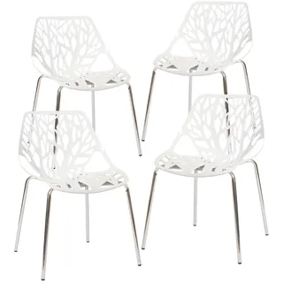 canglong Gartenstuhl Modern Hollow Shell Kunststoff weiß 4er Set