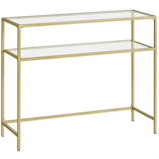 Boxxx Konsolentisch , Goldfarben , Metall, Glas , rechteckig , eckig , 100x80x35 cm , einfacher Aufbau , Wohnzimmer, Wohnwände, Wohnwand-Serien