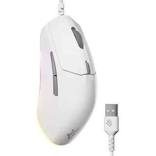 SteelSeries Rival 3 Gen 2 Gaming Maus – 8.500 DPI TrueMove Core-Optiksensor – 60 Millionen Klicks garantiert – Niedrige Latenz – 77 g leicht – PTFE-Gleitfüße – RGB - Weiß