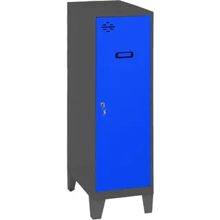 Simon Rack Simonlocker Kommode, klein, 1015 x 400 x 500 mm, Amario aus Metall, mit Schlüssel, Anthrazit/Blau