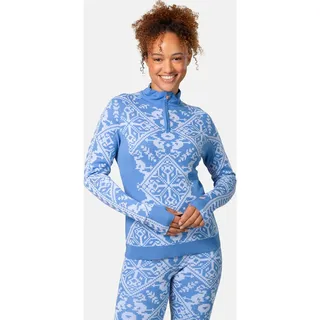 KARI TRAA Damen Saga Half Zip Longsleeve (Größe L, blau)