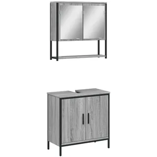 2-tlg. Badmöbel-Set Grau Sonoma Holzwerkstoff - Grau