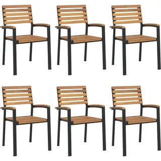 vidaXL Stapelbare Gartenstühle 6 Stk. Massivholz Akazie und Metall - Braun