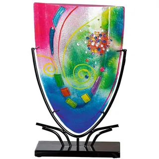 GILDE GLAS art Glas Art Vase Cool - blau, pink - Glas handbemalt - Höhe 49cm - Tischvase Wohnzimmer