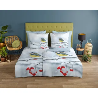 Good Morning »Crisp« 2 Stk. tlg. 100% Baumwolle, 135x200, Reißverschluss, Wendeoptik, Vogel, Winter