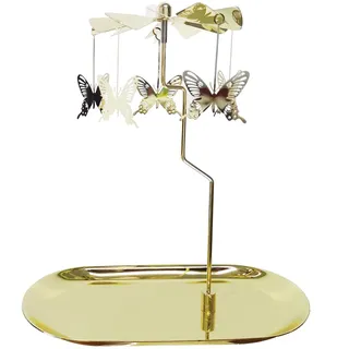 Kingnero Rotary Kerzenhalter mit Tablett/Spinner Drehen Teelicht Kerzenhalter/Glod Karussell Kerze für Weihnachten Valentinstag Party Dekoration und Geschenk (Goldener Schmetterling)