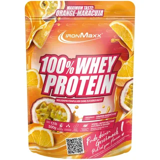IronMaxx 100% Whey Protein Pulver 500g - Orange Maracuja | Cremiger Eiweißshake mit BCAAs & EAAs | High Protein, Low Carb & zuckerarm | Ideal für Muskelaufbau & Fitness Design kann variieren