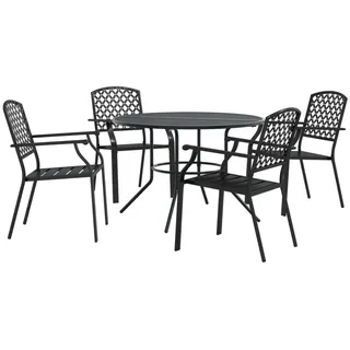Gartenstuhl-Set 5-tlg. Stapelbar Pulverbeschichteter Stahl - Grau