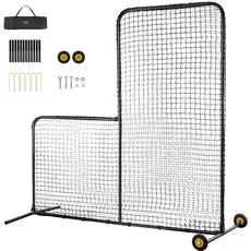 Bild L-Typ für Schlägerkäfig 213 x 106 x 213 cm Baseball- und Softball-Sicherheitsschirm Körperschutz Tragbarer Schlagschirm mit Körperschutz & Tragetasche & Rädern, Softball-Pitching-Netz Schwarz