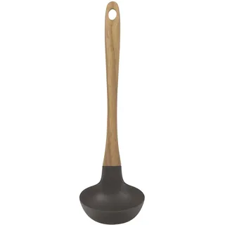 SAN IGNACIO Green | Suppenkelle | Aus Nylon und Bambus | Schöpflöffel zum Servieren von Brühen und Suppen | Ergonomischer Griff und Aufhängeöse | Maße: 27,5 x 8,1 cm | Farbe Holz und Grau