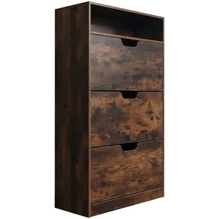 Relaxdays Schuhschrank 80 x 140 x 24 cm 3 Klappen braun