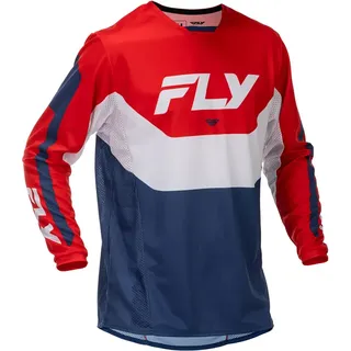 Fly Racing Kinetic Langarm-trikot - Blue / Red / White - 2XL
