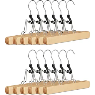 Relaxdays Hosenspanner Holz Schwarz 12 St.