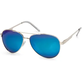 Stylebreaker Pilotenbrille STYLEBREAKER "Polarisierte Piloten Sonnenbrille mit Etui", Herren, blau (gestell silber, glas blau verspiegelt), Modisch, Sonnenbrillen Pilotenbrille