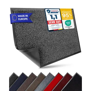 Entrando Schmutzfangmatte 90x600, Teppich-Läufer für Flur Anthrazit Schwarz | Schmutzfangläufer 6 Meter für Eingangsbereich, Gang, Treppenhaus und Gewerbe – rutschfest, saugstark, extra lang