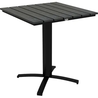 Gartentisch, Esstisch Für 4 Personen, Quadratischer Balkontisch Mit Holzoptik Für Terrasse, Alu, Grau, 70 X 70 X 76 Cm