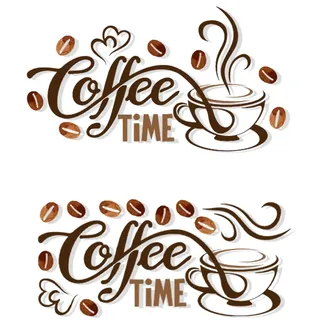 fKiZanthene Wandaufkleber Küche Coffee Time aus PVC selbstklebend, Wandtattoo mit Kaffeetasse Motiv für Küche Wohnzimmer oder Wasserbar Dekoration