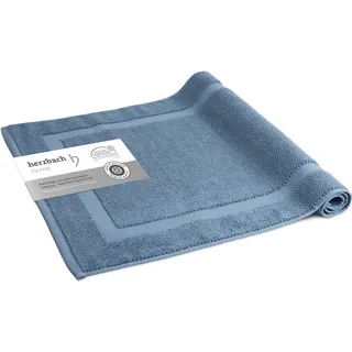 herzbach home Badvorleger 100% Baumwolle | Duschvorleger | 1.000 g/m2 | Saugfähig | Waschbar (Blau, 60 x 100 cm)
