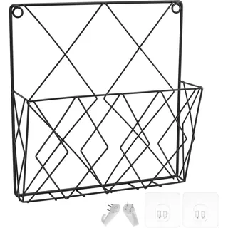 QWORK® Wandhalterung Zeitungshalter Zeitungshalter 26x25 cm - Wandregal aus Metall für Büro & Wohnzimmer - Schwarz