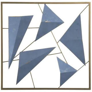 Beliani Wanddekoration Metall blau/gold Dreiecke Zinc , Blau , Mode , Quadratisch , 50x50x4 cm , Bilder & Rahmen, Bilder, Dekopaneele