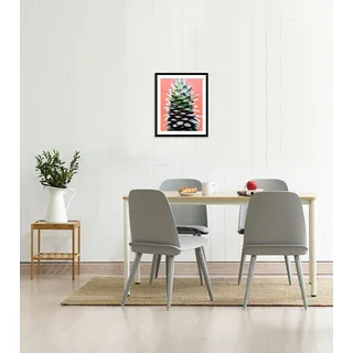 Bild QUEENCE "Lassi", grün (farbe rahmen: schwarz, farbe bild(er): grün), B:50cm H:70cm, Acrylglas, Holz, Papier, Bilder, Bild, HD Premium Poster-Druck inkl. Holzrahmen
