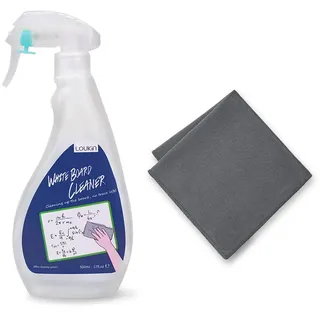 loukin Ungiftiger Whiteboard-Reiniger, 500ml Dry Erase Board Cleaner, geruchsarmes Whiteboard-Reinigungsspray mit Tuch, entfernt hartnäckige Flecken von Whiteboards, Kreidetafeln