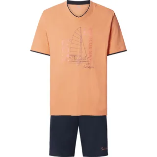 Schlafanzug JAN VANDERSTORM "Kurzer Schlafanzug TASON", Herren, Gr. 4XL, orange, Obermaterial: 100% Baumwolle CO., Homewear-Sets Schlafanzug