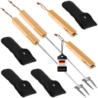 bremermann Teleskop-Grillgabel 4er-Set, Edelstahl , Metall , 8 cm , Grills, Grillzubehör
