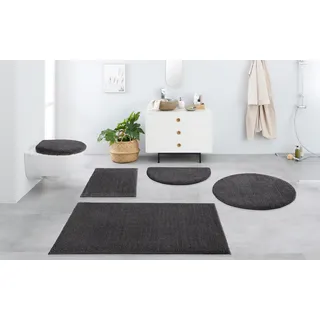 my home Badematte »Vanessa, Badvorleger, Badezimmer Teppich« Höhe 10 mm rutschhemmend beschichtet fußbodenheizungsgeeignet   schnell trocknend   strapazierfähig Badteppich, weiche Haptik, unifarben, grau