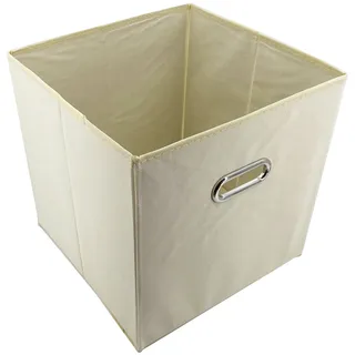 Aufbewahrungsbox ADOB "Faltbox", beige (elfenbeinfarben), B:31cm H:31cm T:31cm, Stoff, Aufbewahrungsboxen, Aufbewahrungsbox, Faltbox mit Griff