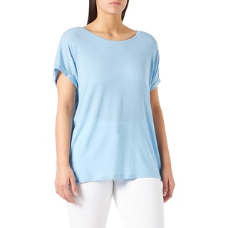 VERO MODA Damen Einfarbiges T-Shirt Basic Rundhals Ausschnitt Kurzarm Top Short Sleeve Oberteil VMAVA, Farben:Babyblau, Größe:XS