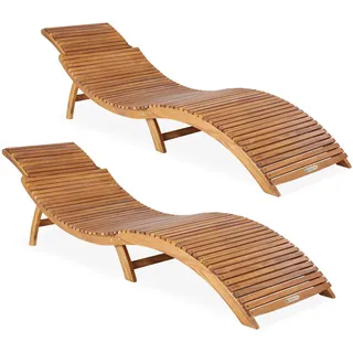 CASARIA® Sonnenliege Klappbar mit Kofferfunktion FSC®-Zertifiziert 2er-Set - Braun